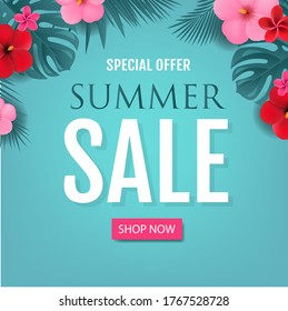 Summer Sale Special Offer Poster With Gradient Mesh, Vector Illustration