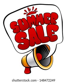 Summer sale speech bubble with loudspeaker.