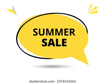 Summer Sale speech bubble text. Hi There on bright color for Sticker, Banner and Poster. vector illustration.
