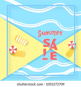 Summer Sale square card. Vector Illustration. 