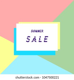 Summer Sale Square Template. Sliced Text effect. Vector Illustration.