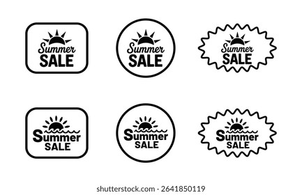 Summer sale sticker icon set. Discount Promotion, sticker, badge, emblem, tag badge and labels design. Template banner shopping badges. vector illustration.