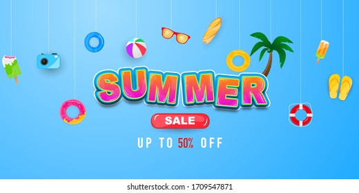 Summer sale swim ring greeting background. Celebration Vector illustration. poster, banner vector illustration and design for poster card,