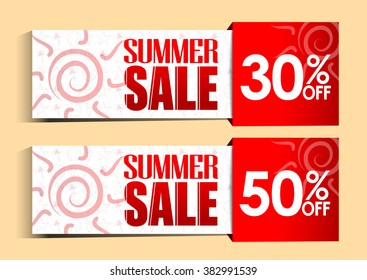 Summer Sale Tags and Signs with Sun and Patterns for Summer Promotions
