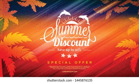 Summer sale template banner. Abstract colorful retro background. Special offer. Hot summer sale