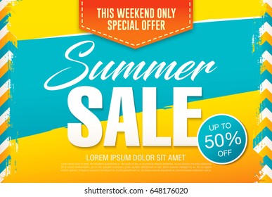 Summer Sale Template Banner Bright Colors Stock Vector (Royalty Free ...