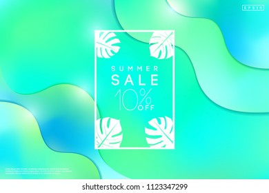 Summer Sale Template For Banner, Poster And Flyer. Summer Sale 10 percent Off. Eps 10 Vector.