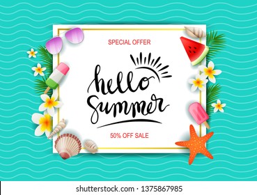 Summer sale template banner. vector illustration 