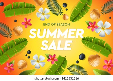 Summer sale template banner, vector illustration.