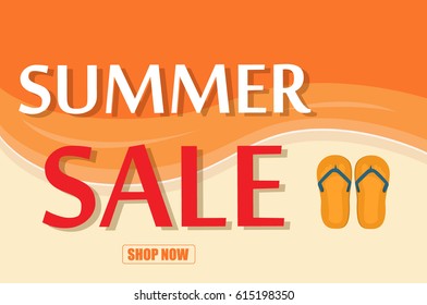 Summer sale template banner vector illustration. Price label offer summer sale discount promotion beach fashion shop. Hot summer season sale clearance tag template retail store flyer.