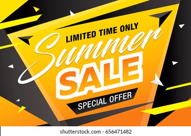 Summer sale template banner, vector illustration