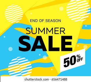 Summer sale template banner, vector illustration
