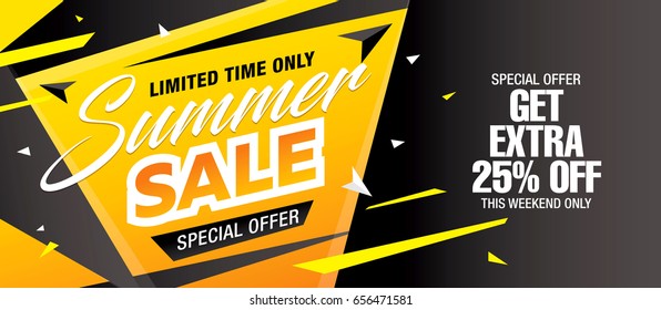 Summer sale template banner, vector illustration