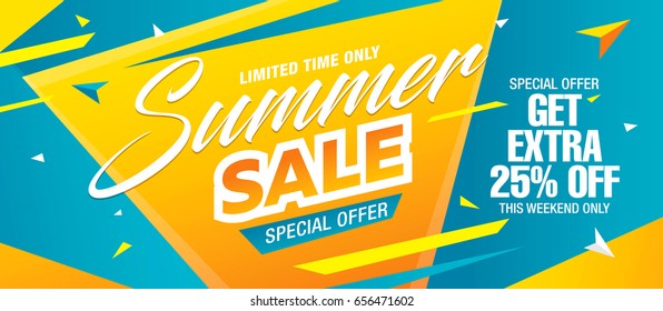 Summer sale template banner, vector illustration