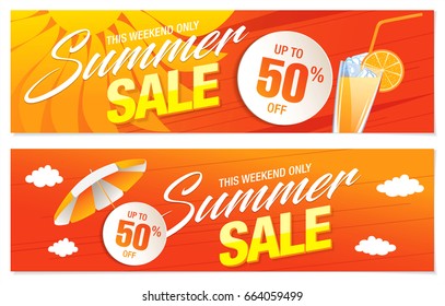 summer sale template banner, vector illustration