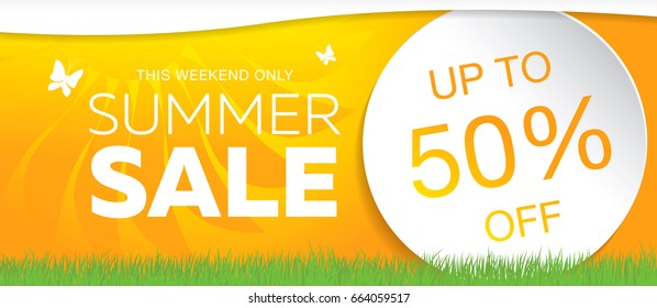 summer sale template banner, vector illustration