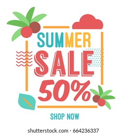 summer sale template banner, vector illustration