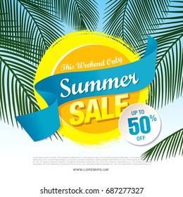 summer sale template banner, vector illustration