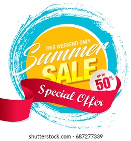 summer sale template banner, vector illustration