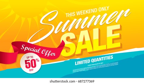 Summer Sale Template Banner, Vector Illustration