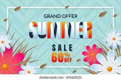 summer sale template banner Vector background for banner, poster, flyer