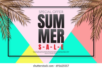 summer sale template banner Vector background for banner, poster, flyer