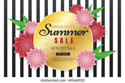 summer sale template banner Vector background for banner, poster, flyer