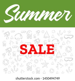 Summer sale template for banners. Vector illustration card. voucher discount. 