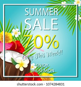 summer sale template with coconut