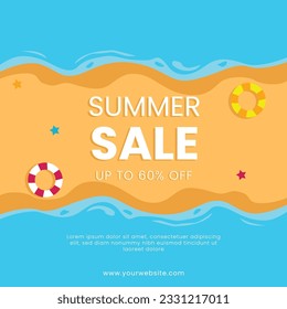 Summer Sale Template Design Background Beach Illustration Vector