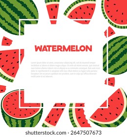 Summer Sale Template. Horizontal Banner with Watermelon Pieces. 