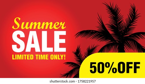 Summer sale template. Limited time only 50% off. Sale background. Vector illustration