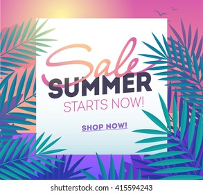 Cartel de plantilla de venta de verano, ilustración vectorial. Cartel de verano de plantilla de viaje, ilustración vectorial. Diseño de póster de venta para impresión o web. Cartel de venta. Plantilla de volante de descuento de venta.
