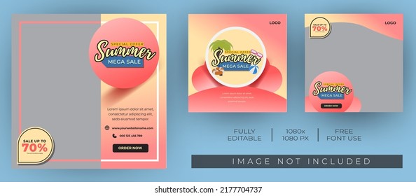 Summer sale template for Social media post. Modern and Unique colour. for online promotional and marketing campaign. - Vector Template
