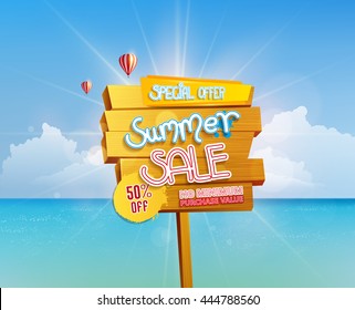 summer sale template, vector illustration
