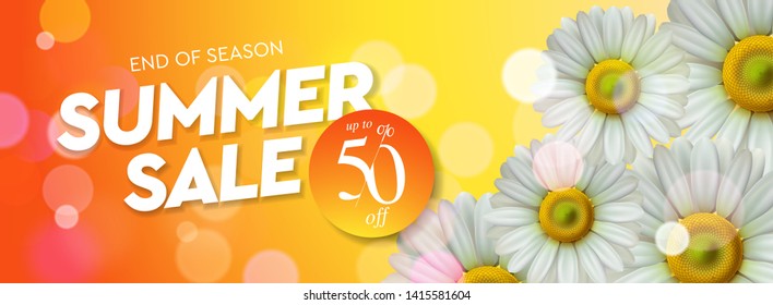 Summer sale template, web banner, vector illustration.