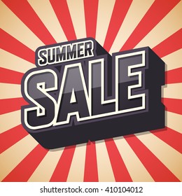 Summer sale, Text design, Poster of the season, Vector illustration.