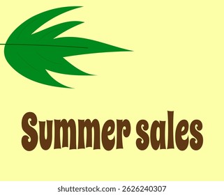 summer sale text leaf green ,on a light background,