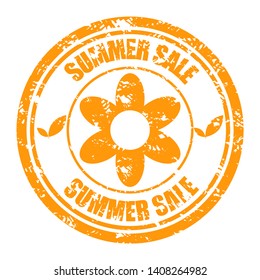 Summer sale texture rubber stamp isolated. Seasonal summer discount, rubber stamp sale, promotion price and offer retail. Vector illustration