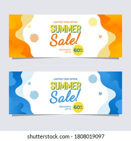 Summer sale theme banner template with abstract wave shape