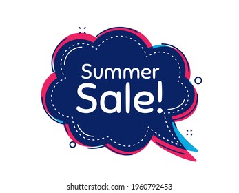 Venta de verano. Pancarta vectorial de burbuja pensada. Señal de precio de oferta especial. Símbolo de descuentos publicitarios. Forma de globo de diálogo o pensamiento. La venta de verano chat piensa en la burbuja del habla. Vector