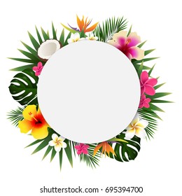 Summer Sale Tropical Banner, With Gradient Mesh, Vector Illustration