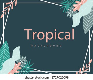 Summer Sale Tropical Black Background Banner Vector