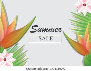 summer sale tropical, discount template design vector illustration design