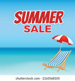 Summer sale typography design and illustration