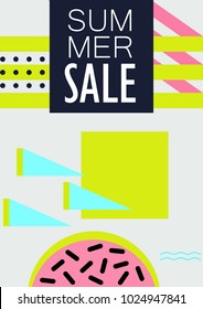 summer sale vector abstract poster with watermelon