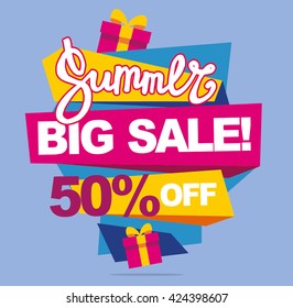 Summer sale vector banner. 50%off. Vector illustration.