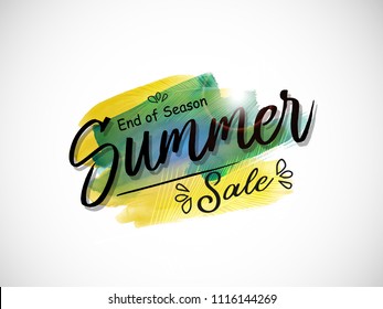 Summer Sale Vector Banner Design Background with palm tree and sun