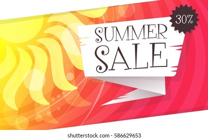 Summer sale vector banner design.With sun and place for your text.