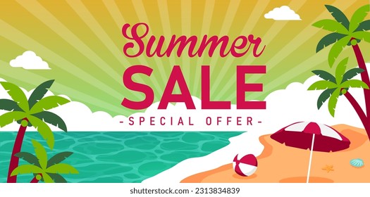 Summer sale vector banner illustration